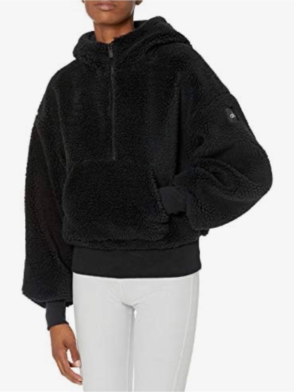 ALO Yoga Black Teddy Sherpa Half-Zip Hoodie